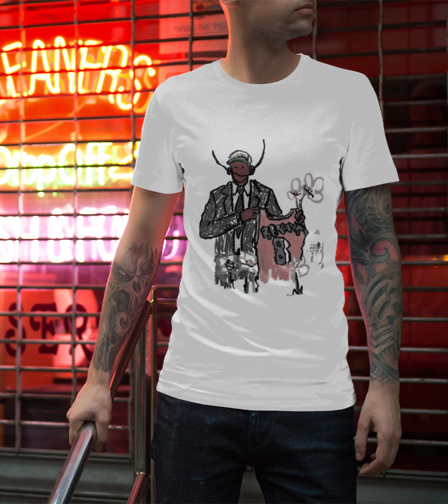 Legend Kobe Bryant Doodles Basketball Icon Art Bulls Flower NBA Black Mamba T-Shirt