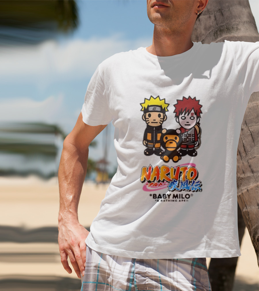 Naruto Baby Milo A Bathing Ape Collaboration With Gaara And Baby Milo Characters T-Shirt