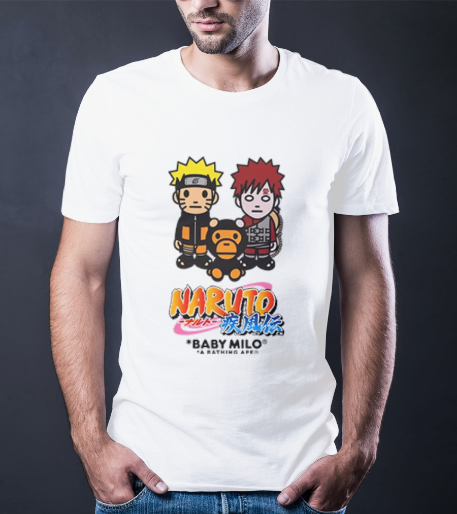 Naruto Baby Milo A Bathing Ape Collaboration With Gaara And Baby Milo Characters T-Shirt