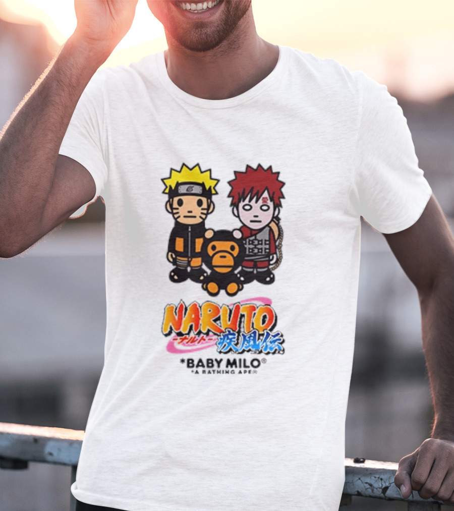 Naruto Baby Milo A Bathing Ape Collaboration With Gaara And Baby Milo Characters T-Shirt