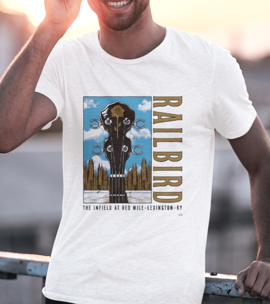 Railbird Festival June 6 7 2026 The Infield At Red Mile Lexington KY Banjo And Horseshoe T-Shirt