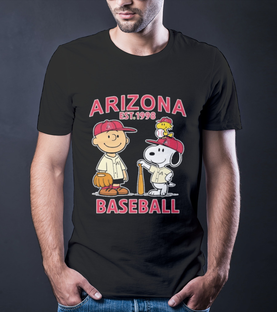 Arizona Est. 1998 Snoopy Woodstock Baseball Team Brown T-Shirt