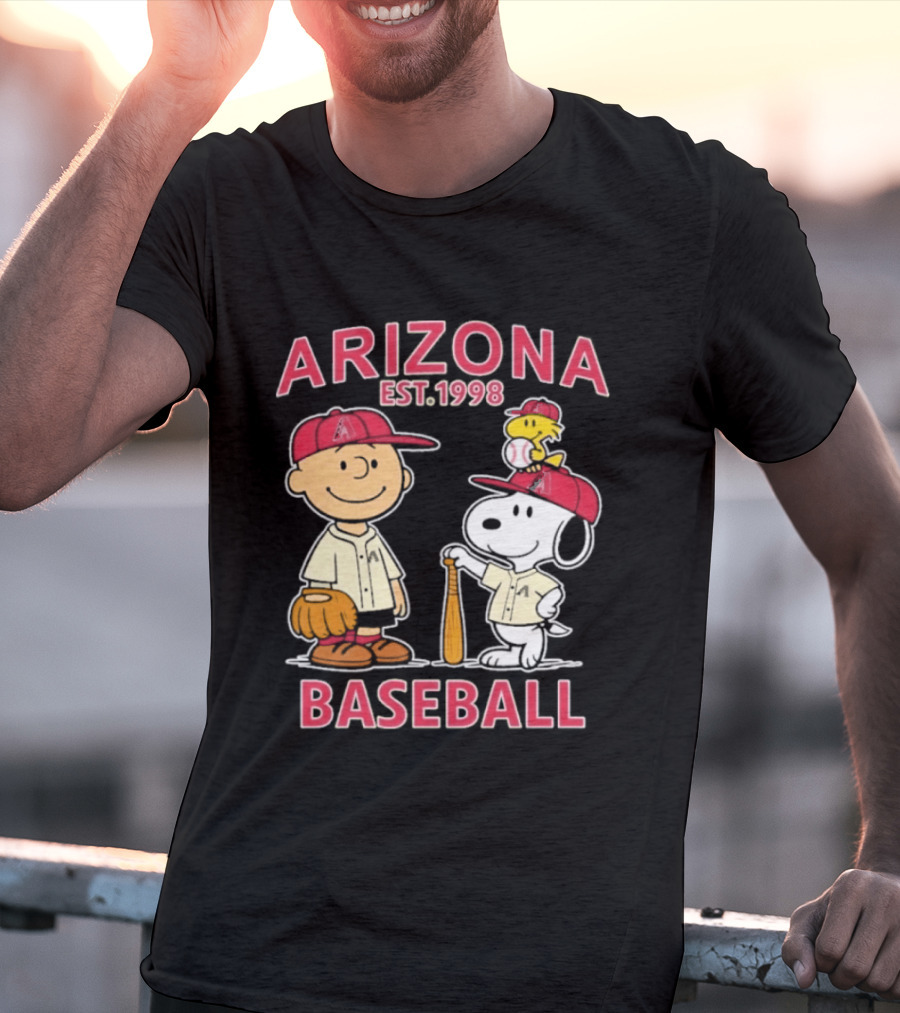 Arizona Est. 1998 Snoopy Woodstock Baseball Team Brown T-Shirt