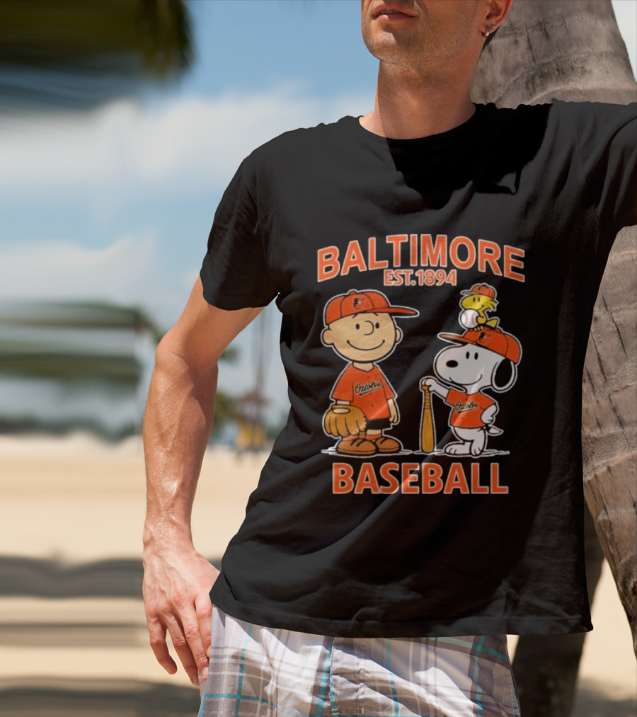 Baltimore Est. 1894 Baseball Snoopy Woodstock Charlie Brown T-Shirt
