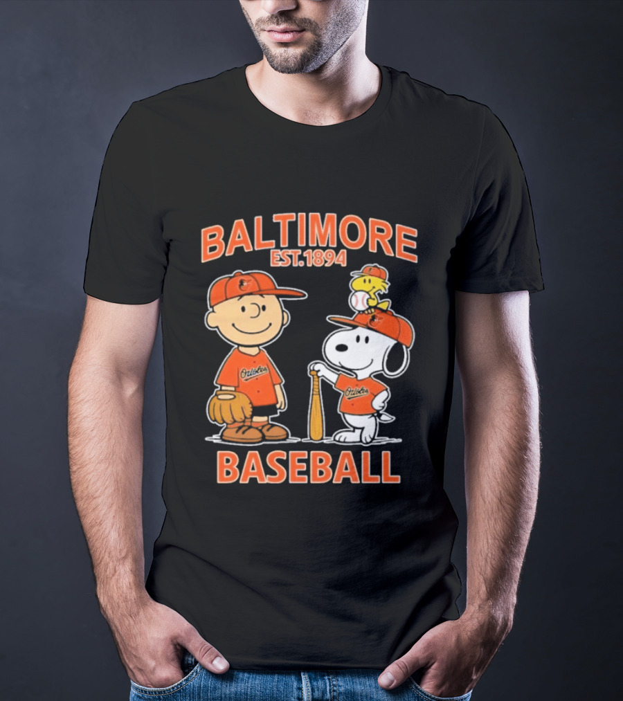 Baltimore Est. 1894 Baseball Snoopy Woodstock Charlie Brown T-Shirt