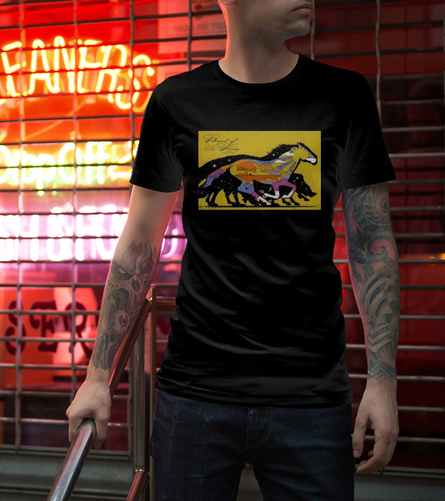 Band Of Horses April 22 2026 Detroit MI Black Horse Psychedelic Landscape T-Shirt