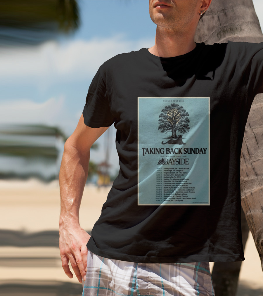 Summer Tour 2026 Taking Back Sunday With Bayside Concert Dates And Locations T-Shirt