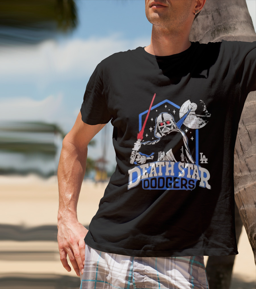 Death Star Dodgers LA Dark Side Star Wars Vader Mashup T-Shirt