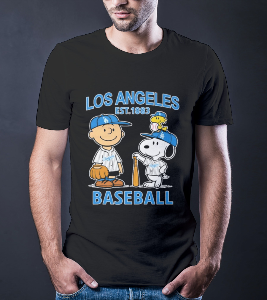 Los Angeles Baseball Est. 1883 Snoopy Woodstock Peanuts Brown T-Shirt