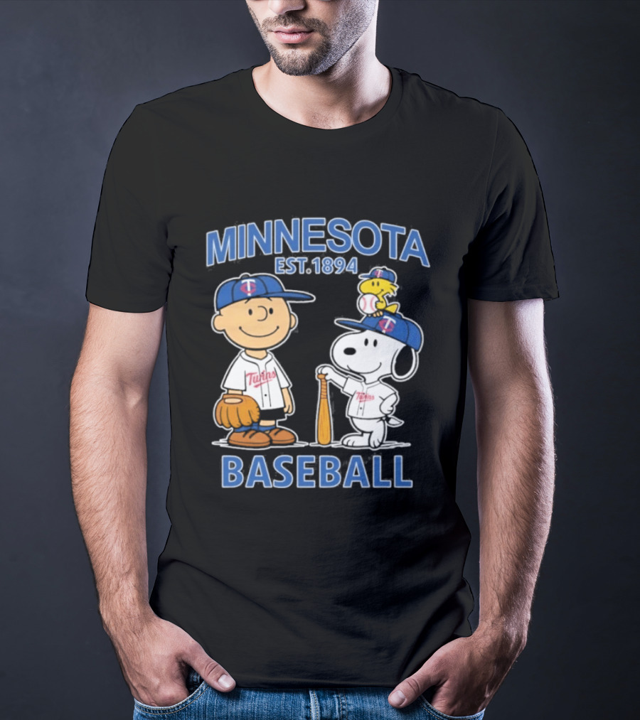 Minnesota Twins Baseball Est 1894 Snoopy Woodstock Charlie Brown T-Shirt
