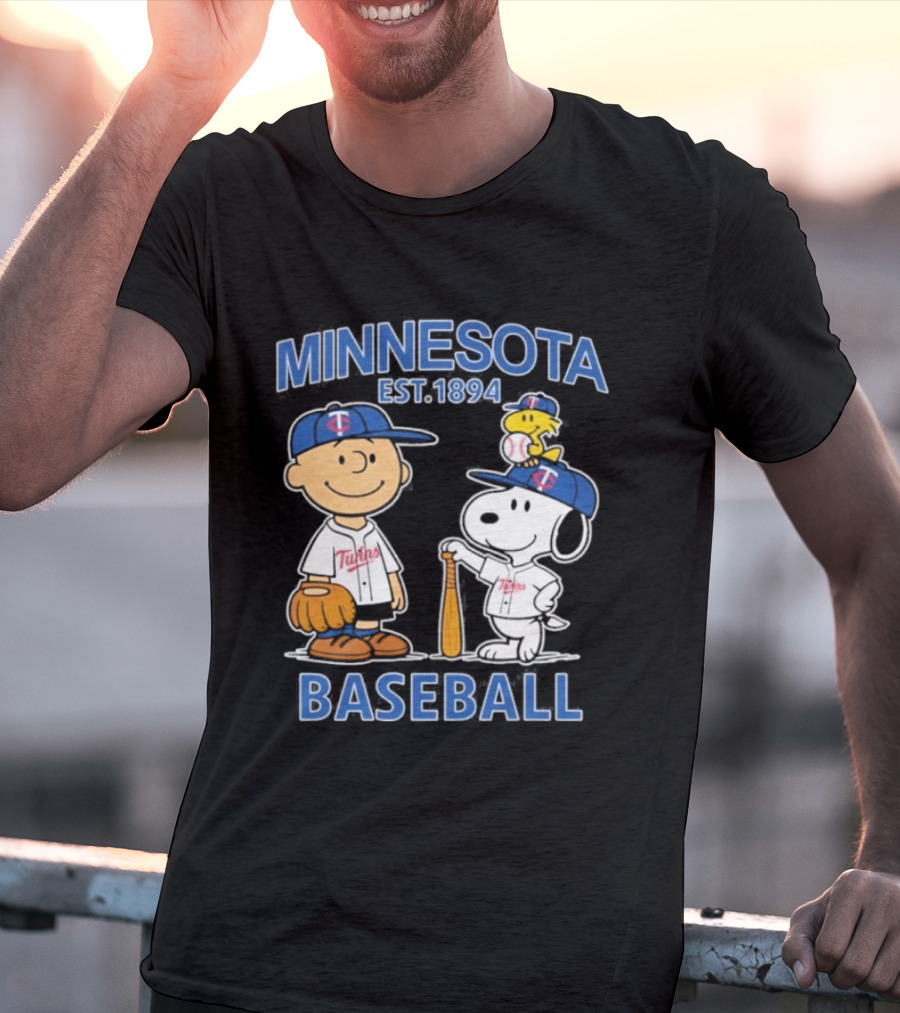 Minnesota Twins Baseball Est 1894 Snoopy Woodstock Charlie Brown T-Shirt