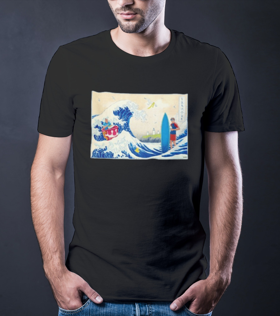 The Great Wave Tramore Surfing Scene Japan Irish Coast Fusion T-Shirt