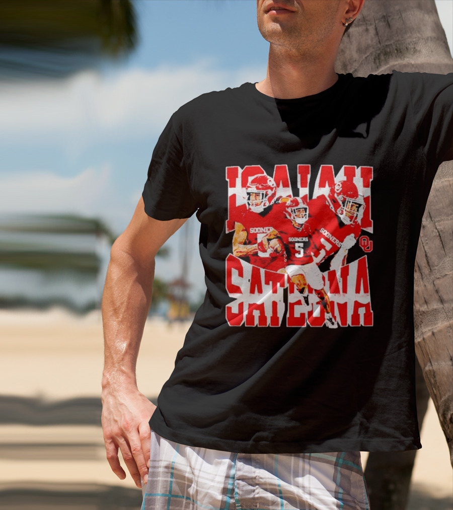 Isaiah Sategna Oklahoma Sooners 3 NCAA Football Collage T-Shirt
