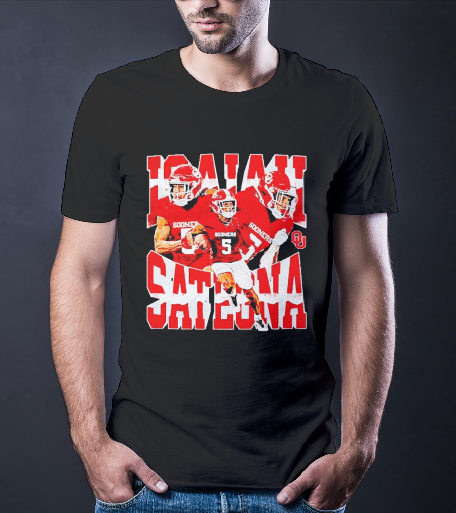 Isaiah Sategna Oklahoma Sooners 3 NCAA Football Collage T-Shirt