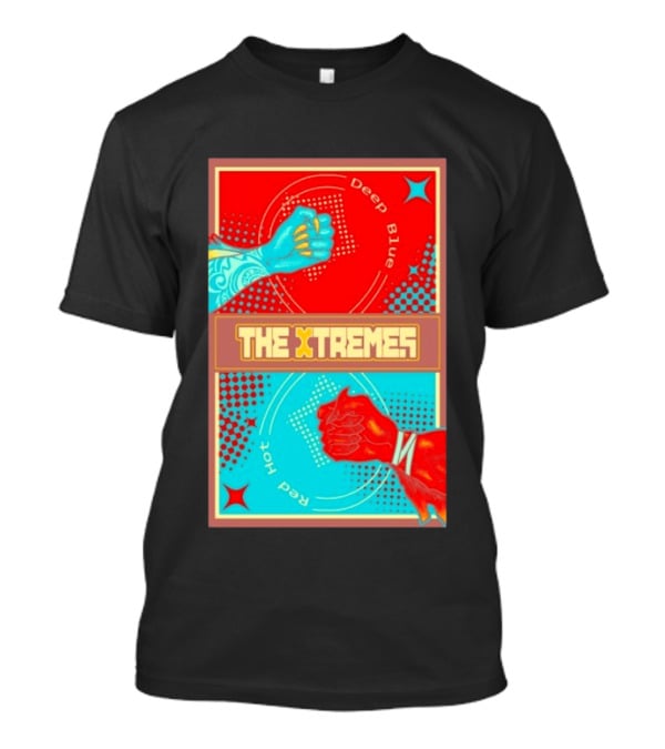 The Xtremes Deep Blue Red Hot Fist Bump Duel Comic T-Shirt