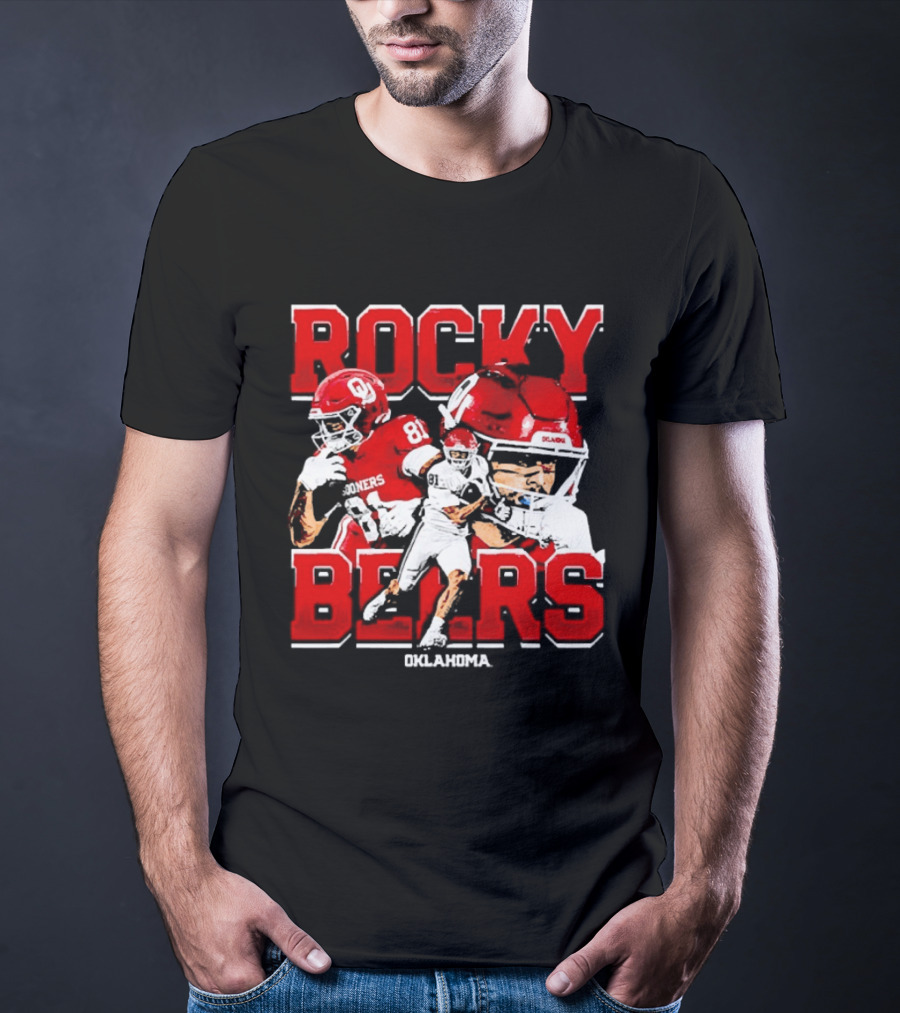 Rocky Beers Oklahoma Sooners Football Collage With NCAA Players And Helmets T-Shirt