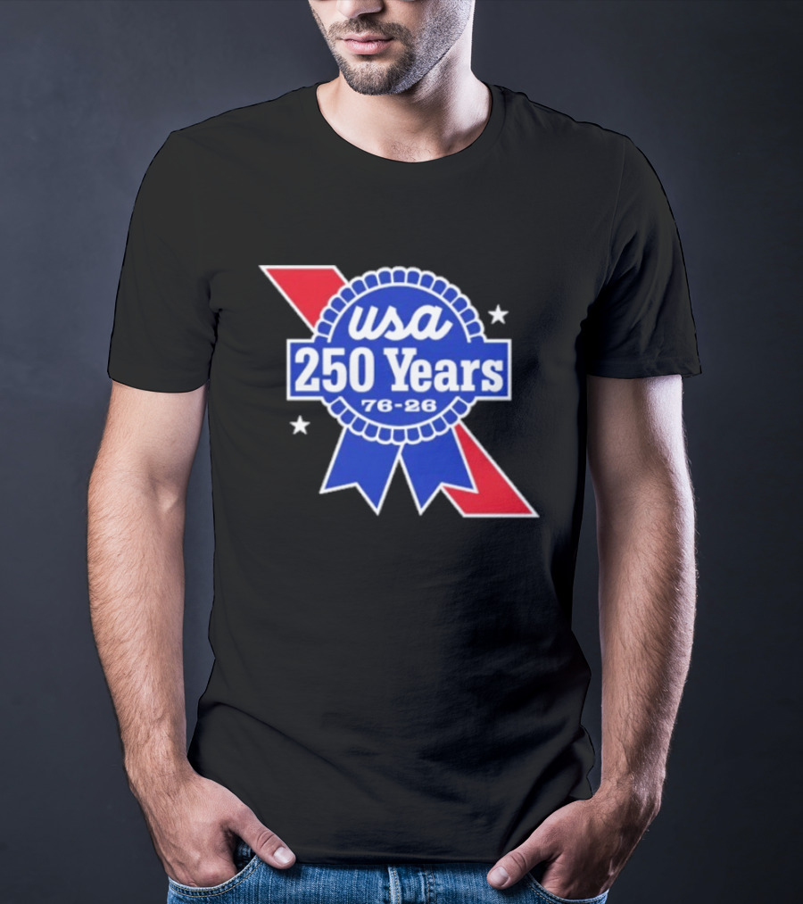 USA 250 Years Blue Ribbon 76 26 Celebration Stars T-Shirt