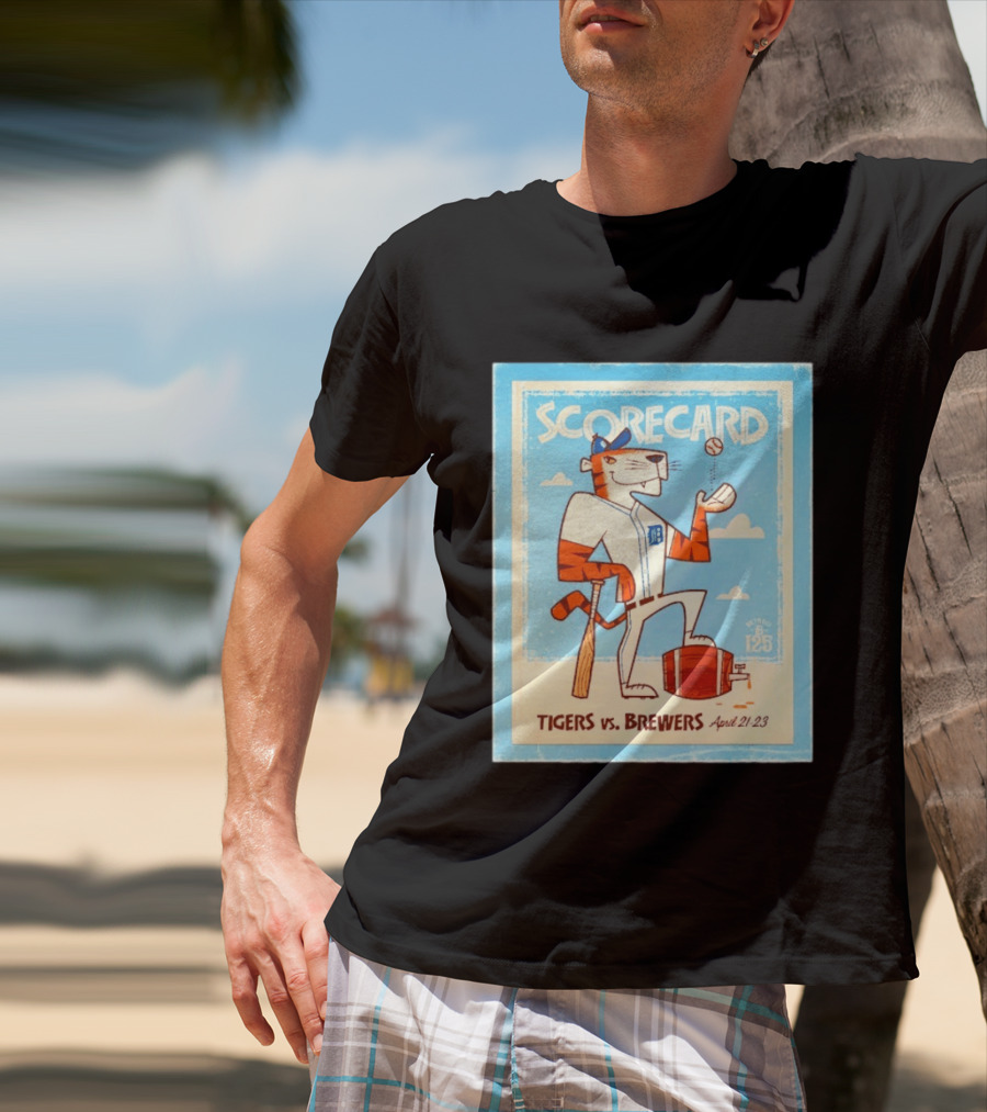 Scorecard Tigers Vs Brewers April 21 23 Retro 125 T-Shirt