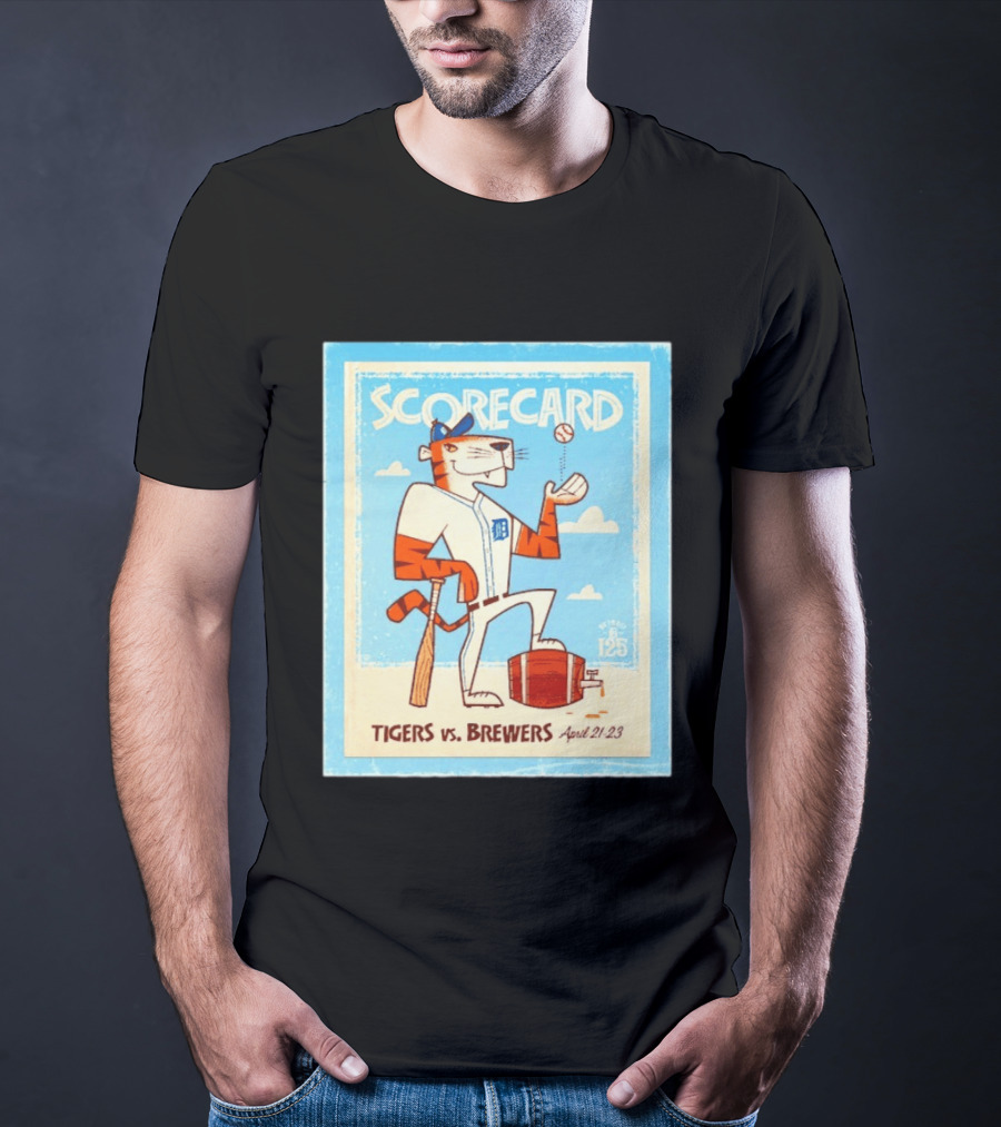 Scorecard Tigers Vs Brewers April 21 23 Retro 125 T-Shirt