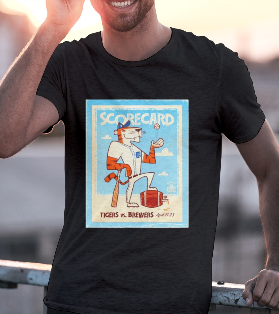 Scorecard Tigers Vs Brewers April 21 23 Retro 125 T-Shirt