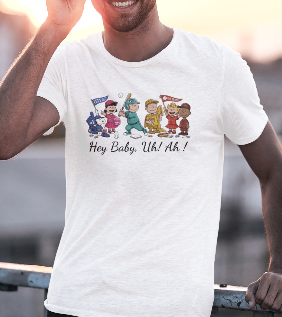 Peanuts Characters Banana Ball Hey Baby Uh Ah Baseball T-Shirt