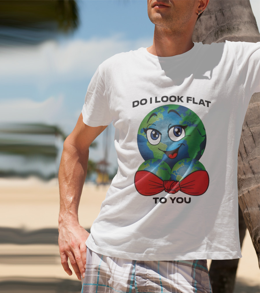 Do I Look Flat To You Earth Cartoon With Red Bowtie T-Shirt
