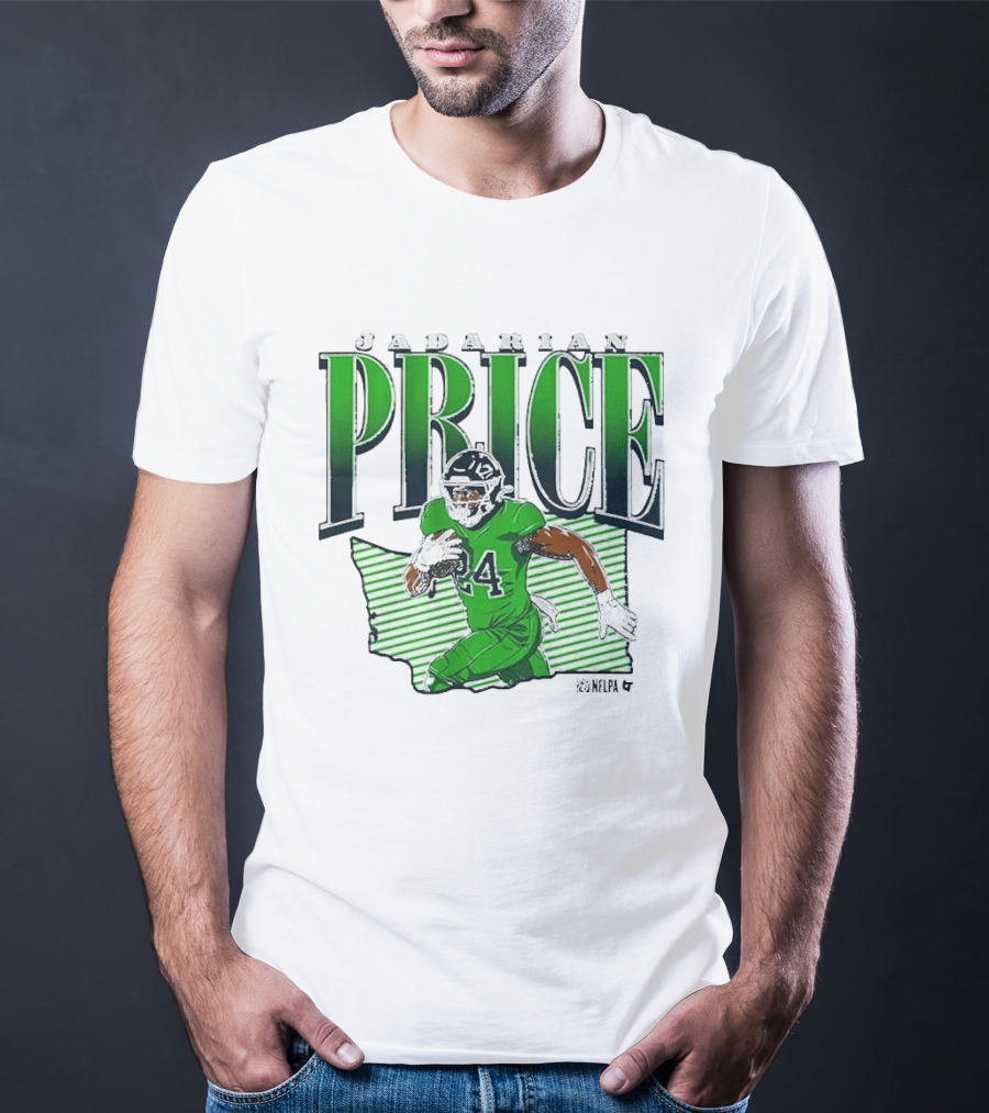 Jadarian Price 24 Green Football Graphic Remix T-Shirt