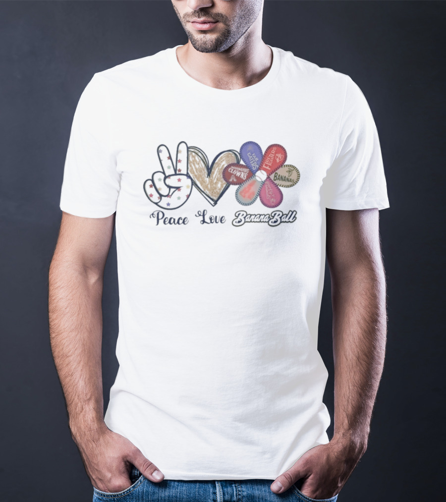Peace Love Banana Ball 2026 Flower Power T-Shirt
