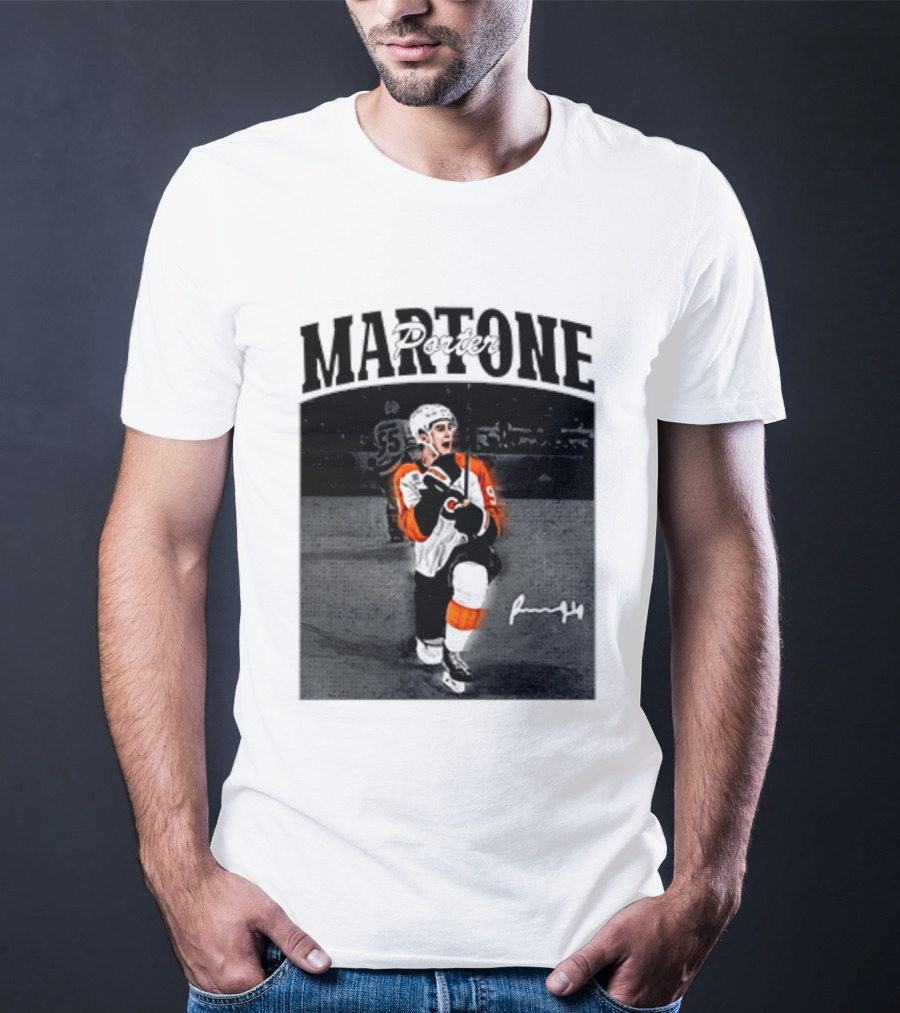 Porter Martone Fly Hockey Celebration With Signature T-Shirt