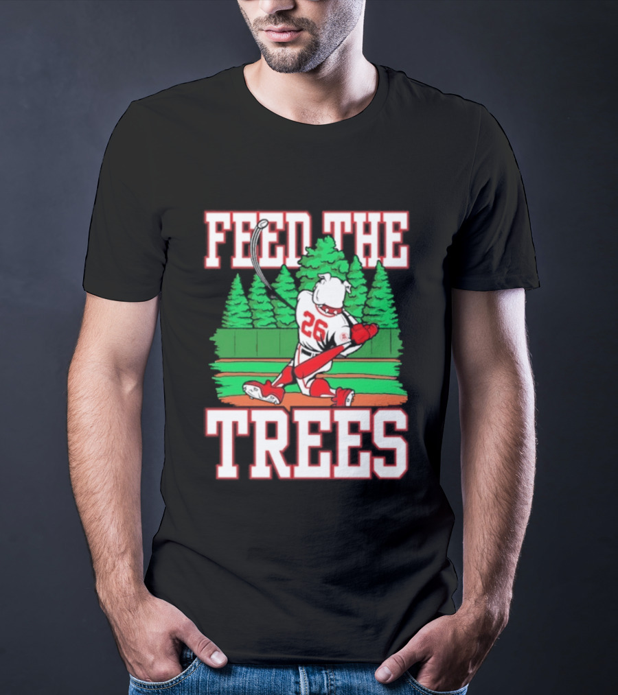 Georgia Bulldogs Feed The Trees Baseball 26 Player Swinging Bat T-Shirt