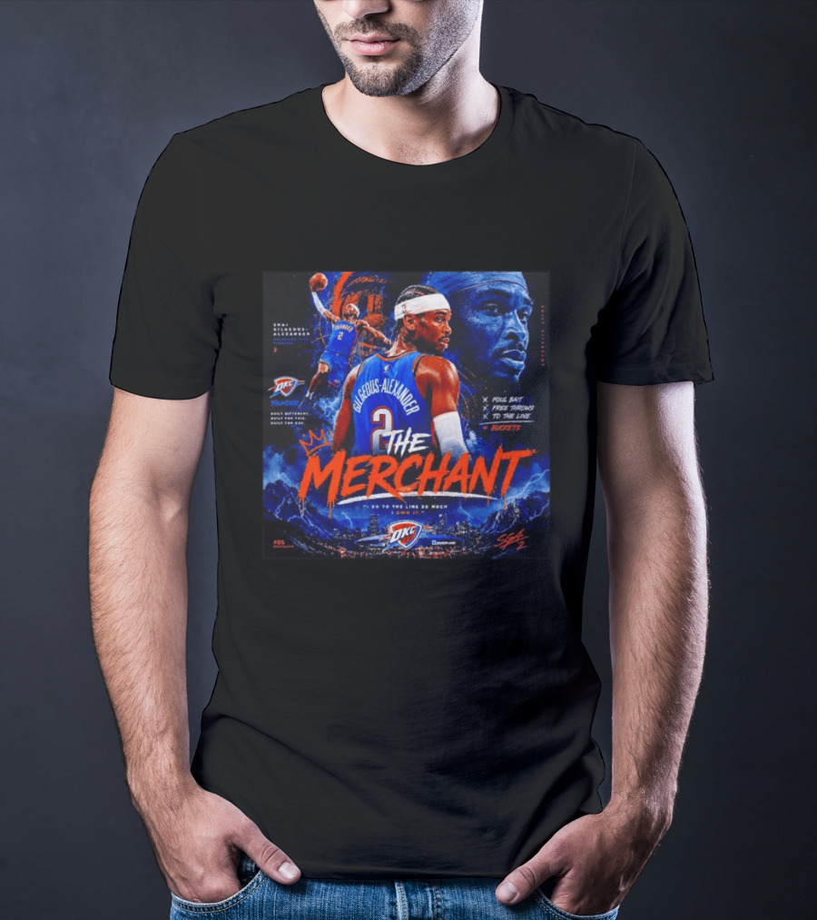 Shai Gilgeous Alexander The Merchant Oklahoma City Thunder Buckets Collage T-Shirt