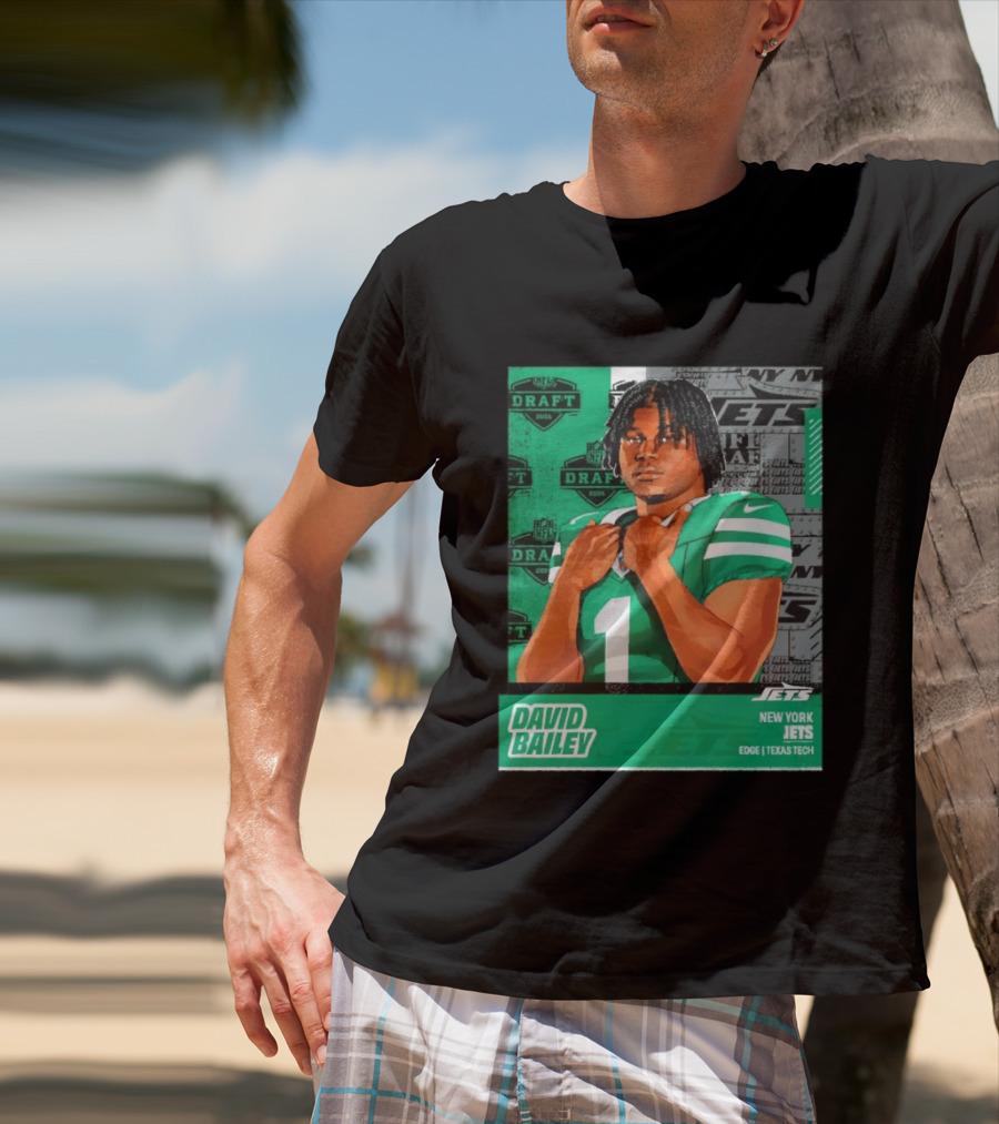 David Bailey New York Jets 2026 Draft Texas Tech Edge T-Shirt