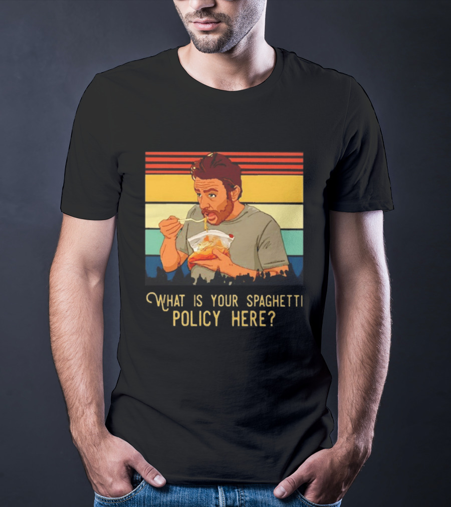 Charlie Eating Spaghetti With Retro Stripes What Is Your Spaghetti Policy Here T-Shirt