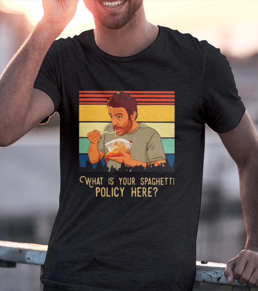 Charlie Eating Spaghetti With Retro Stripes What Is Your Spaghetti Policy Here T-Shirt