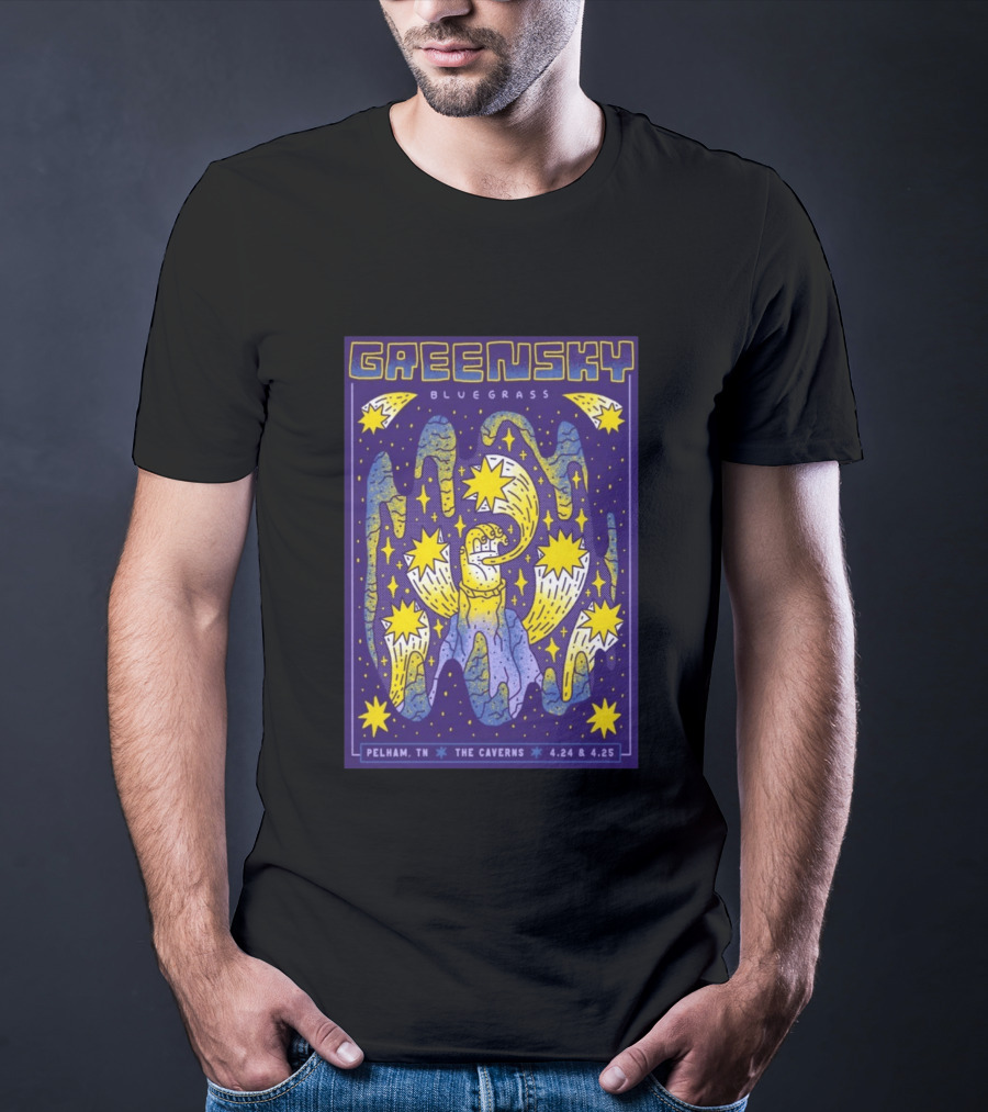 Greensky Bluegrass Pelham TN The Caverns April 24 25 2026 Cosmic Stars And Swirls T-Shirt
