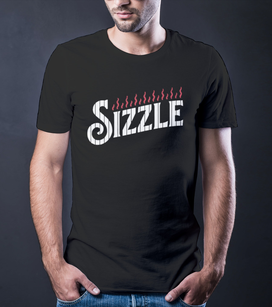 Sizzle Flames Red White JC Escarra Wearing T-Shirt