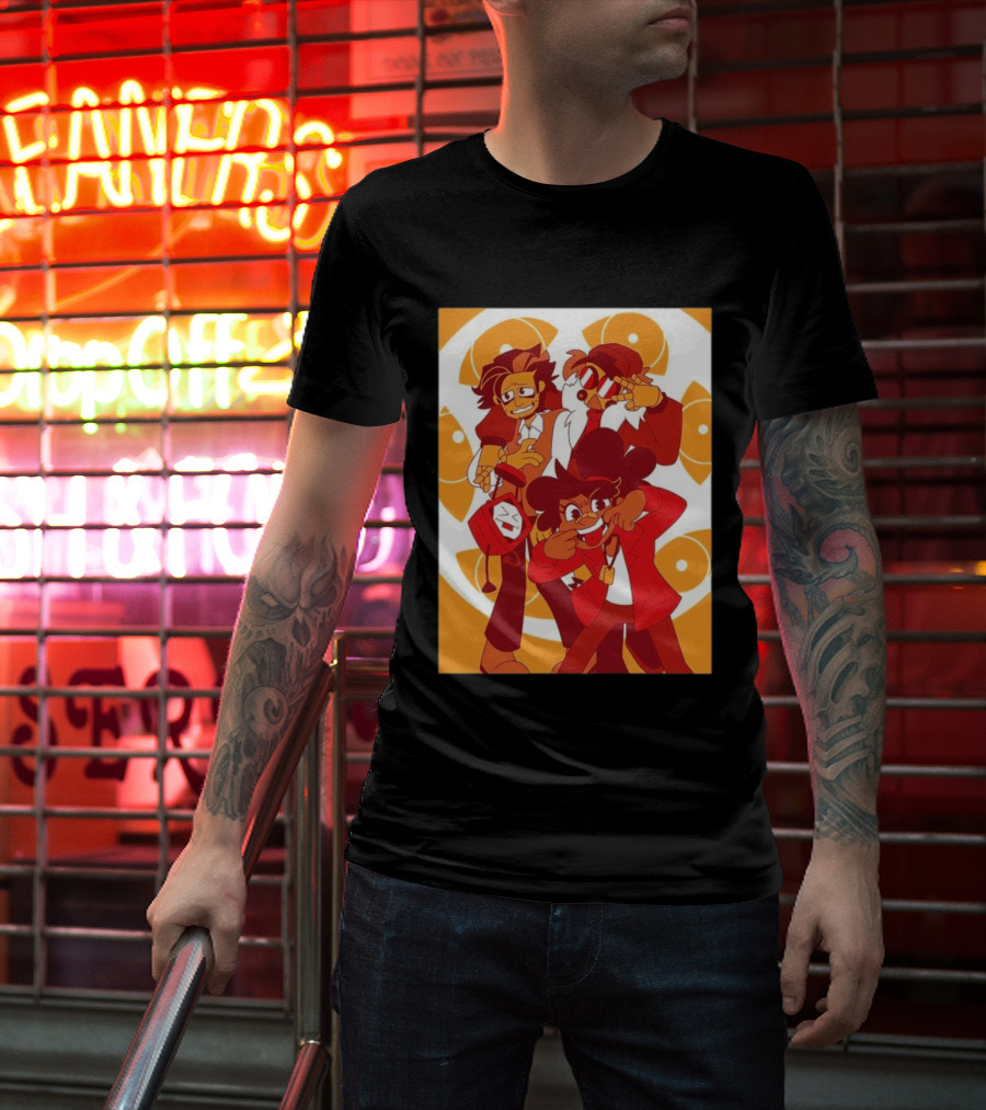 Epilogue Mural Red And White Cartoon Characters With Unique Hairstyles And Outfits T-Shirt
