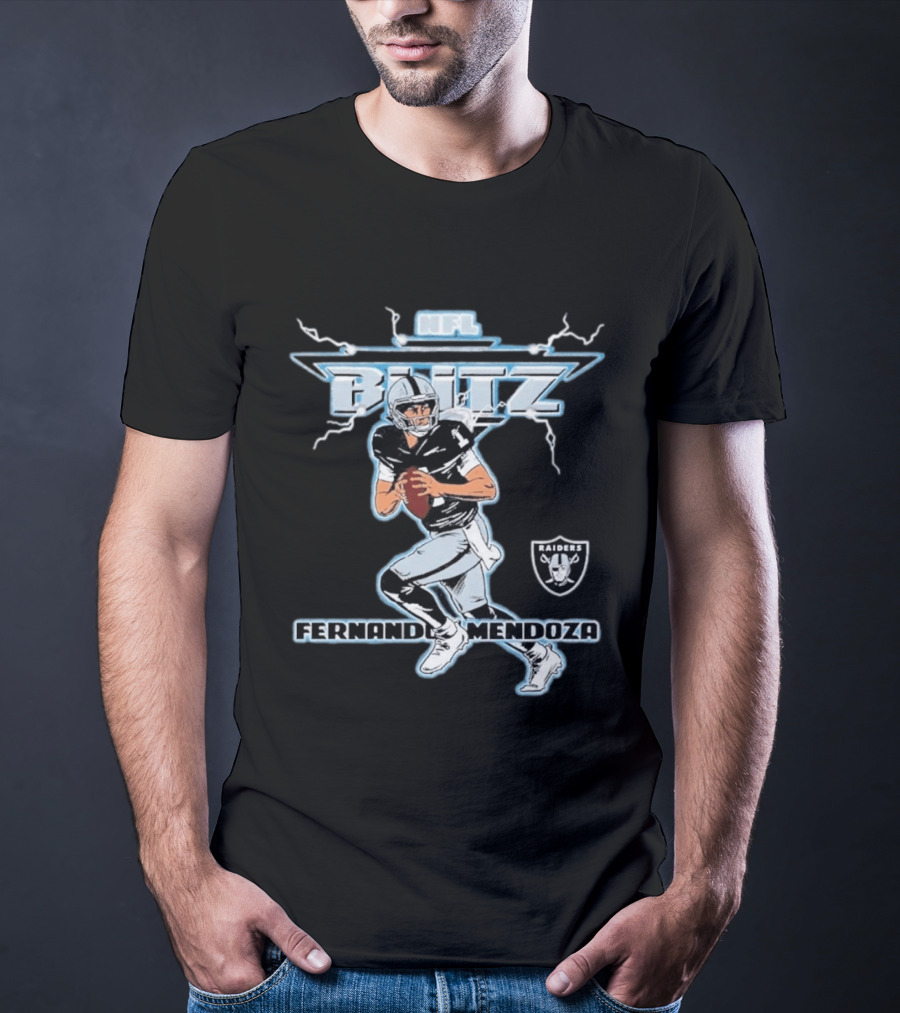 NFL Blitz Fernando Mendoza Raiders Football 2026 Draft Pick Player T-Shirt
