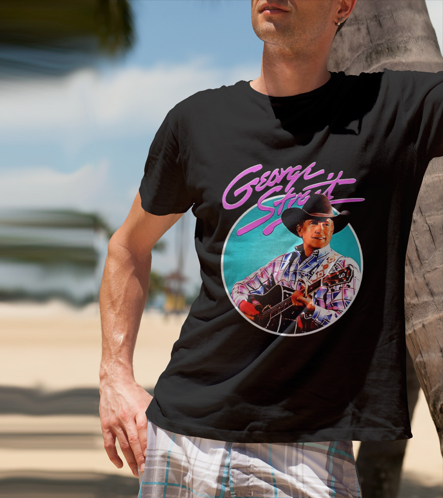 George Strait Country Music Legend Cowboy Hat And Guitar T-Shirt