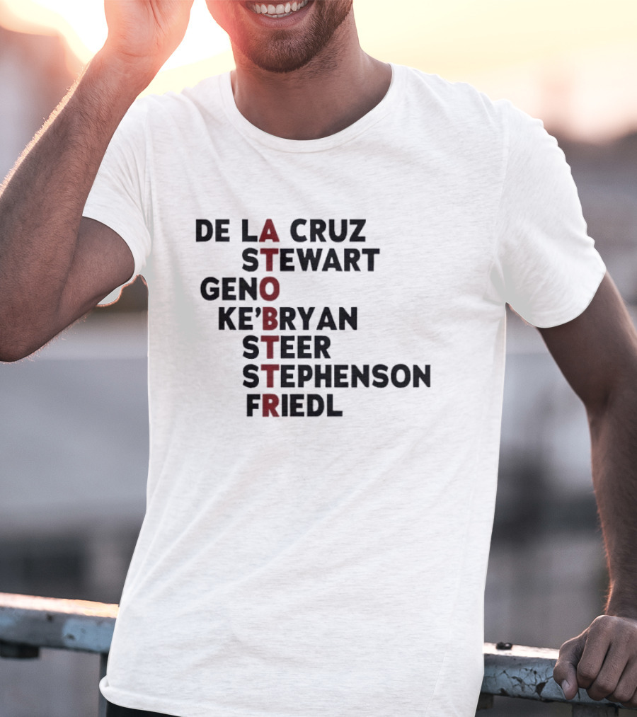Cincinnati Baseball De La Cruz Stewart Geno Ke'Bryan Steer Stephenson Friedl ATOBTTR Names T-Shirt
