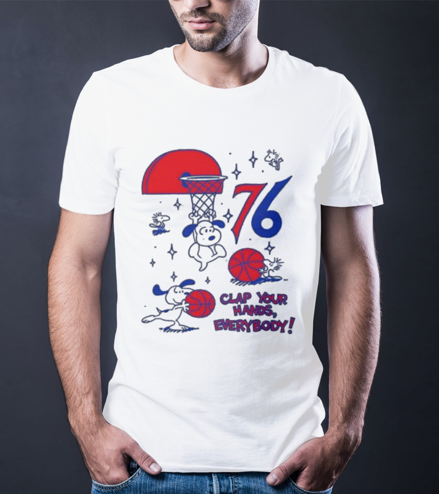 Ghost Bongo Sixers 76 Clap Your Hands Everybody Basketball Stars T-Shirt