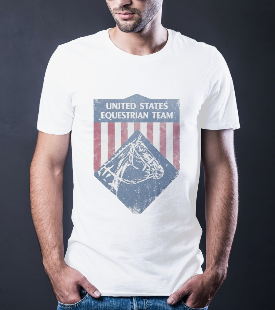 United States Equestrian Team Vintage Horse Graphic Stripes T-Shirt