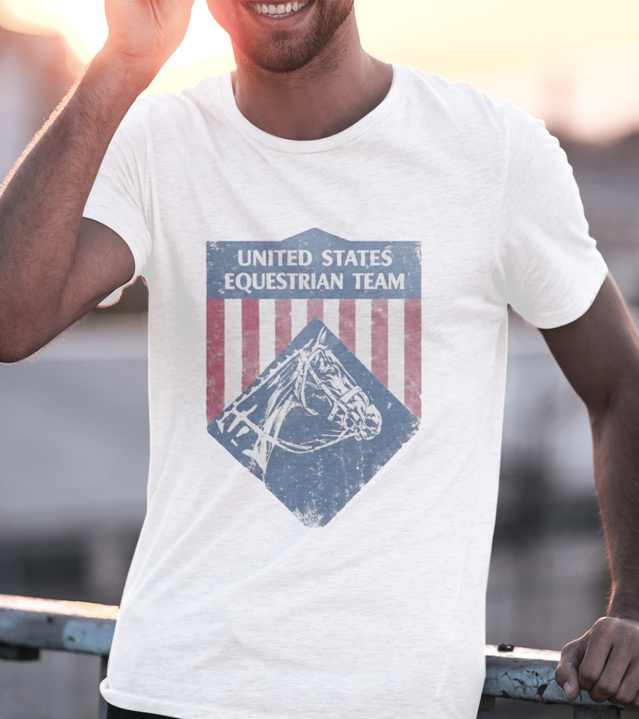 United States Equestrian Team Vintage Horse Graphic Stripes T-Shirt