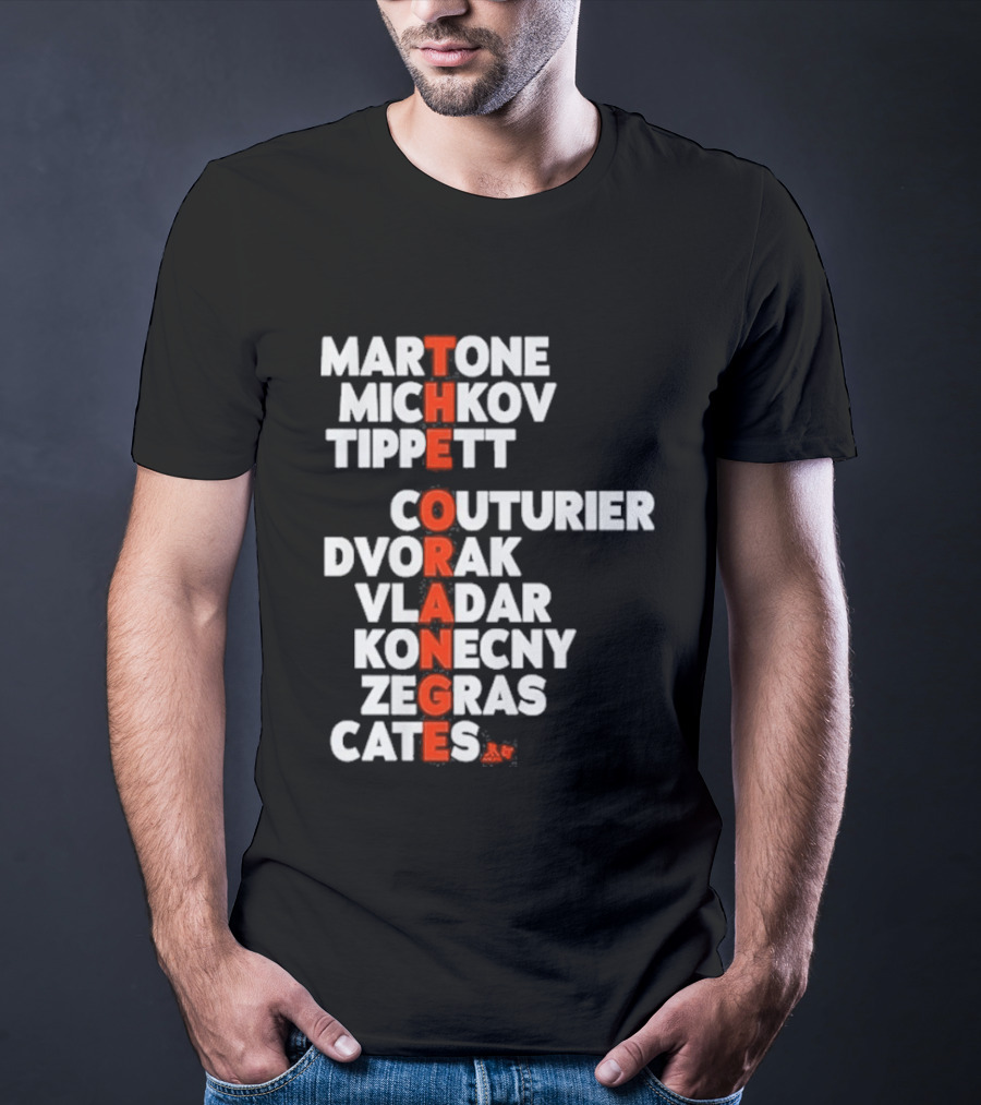 Philadelphia Hockey Martone Michkov Tippett The Orange Names Couturier Dvorak Vladar Konecny Zegras Cates T-Shirt