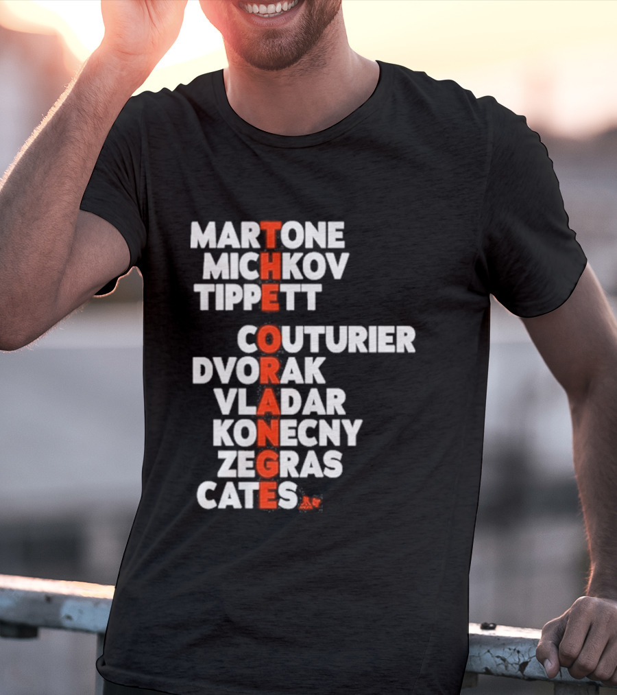 Philadelphia Hockey Martone Michkov Tippett The Orange Names Couturier Dvorak Vladar Konecny Zegras Cates T-Shirt
