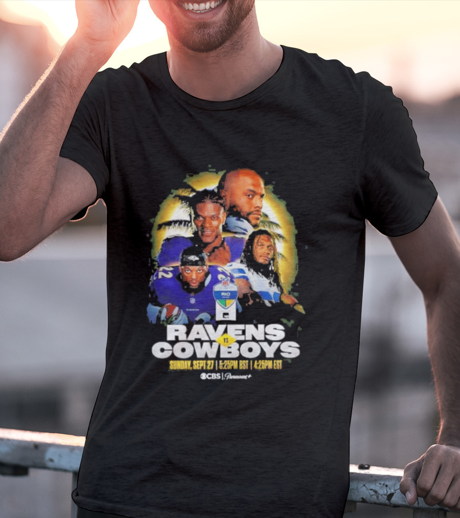 Rio Game 2026 Baltimore Ravens Vs Dallas Cowboys September 27 Matchup Sunday 1 P.M. BRT T-Shirt