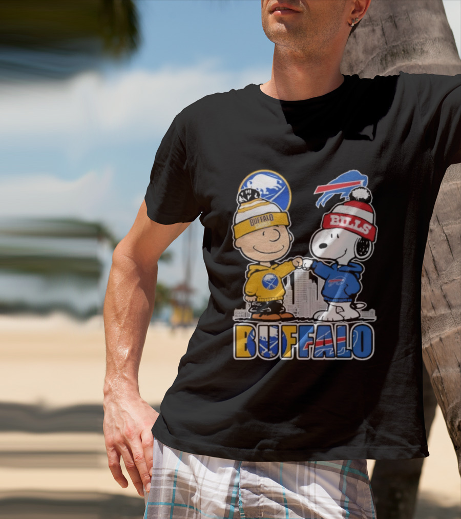 Buffalo Peanuts Fist Bump Sabres Bills Collaboration T-Shirt