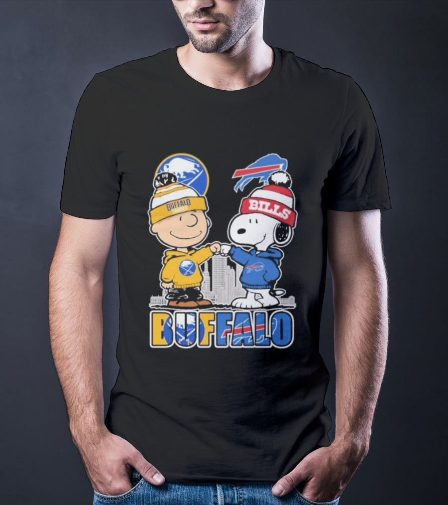 Buffalo Peanuts Fist Bump Sabres Bills Collaboration T-Shirt