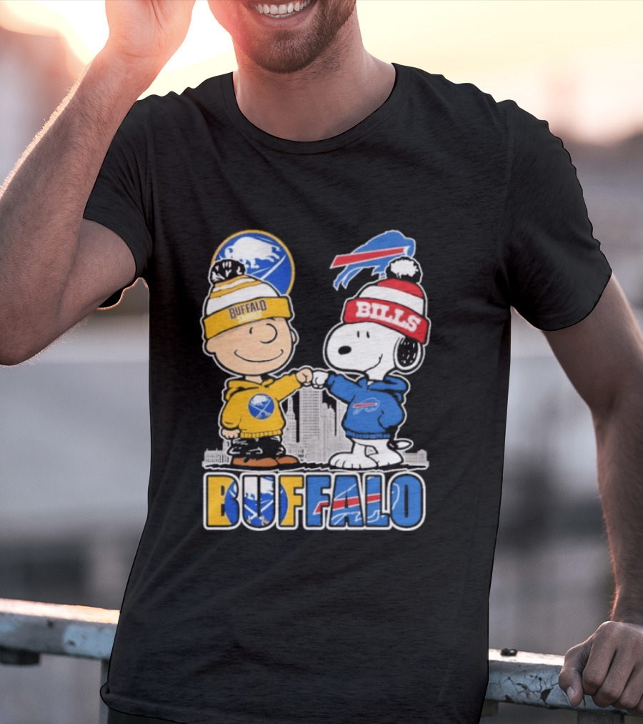 Buffalo Peanuts Fist Bump Sabres Bills Collaboration T-Shirt