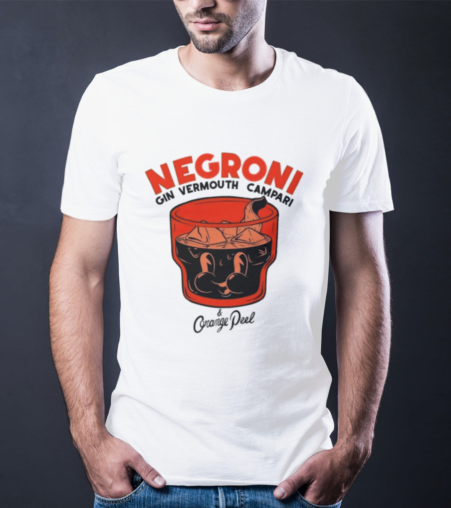 Negroni Gin Vermouth Campari With Orange Peel And Ice Retro Comic T-Shirt
